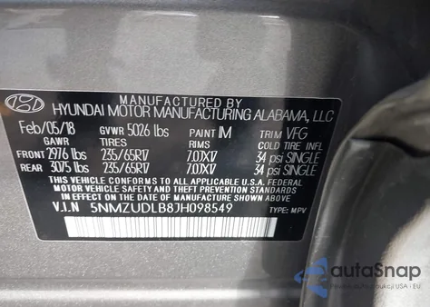 2018 Hyundai Santa Fe Sport 2.4L из США, поврежденный, VIN 5NMZUDLB8JH098549